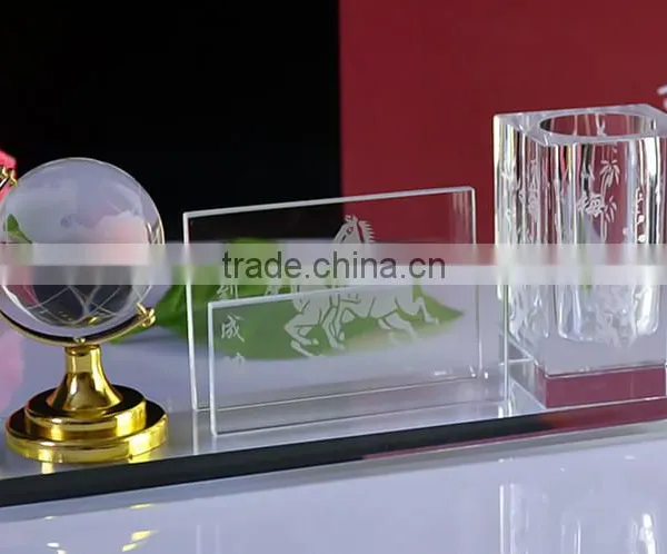 JINGYAGE Office Table Laser Set Crystal Pen Holder Set With Globe photo-2