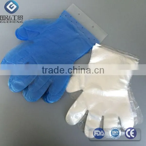 Wholesale Disposable Blue Color PE or Poly Gloves With Embossed Clear Blue pe Glove photo-3