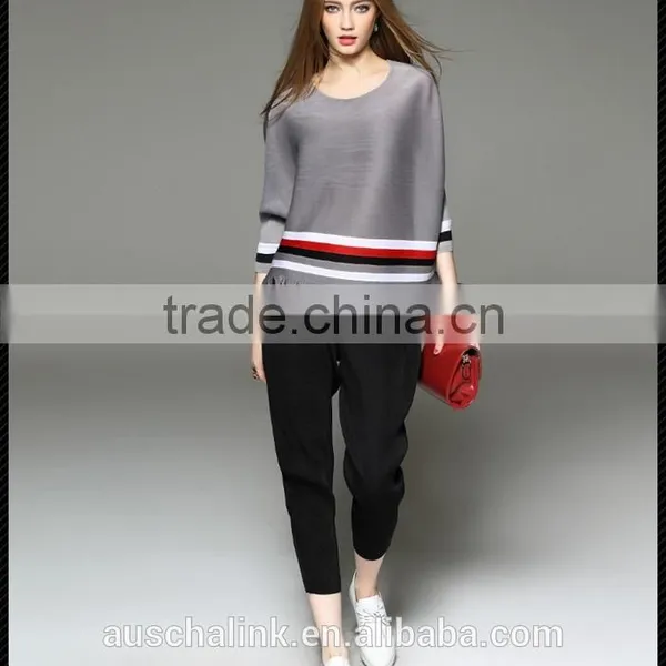 2016 Summer Loose Oversized Colorful Combination Striped T-shirt photo-5
