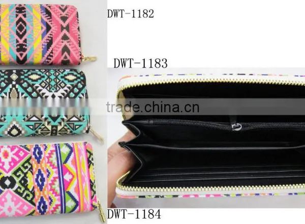 Lady New Cotton Canvas Diversity Print Geometrica Hot Wallet photo-3