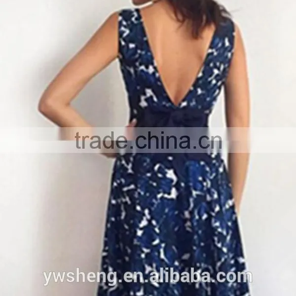 2016 Latest New Selling Printed Halter Sleeveless Formal Long Dress photo-3