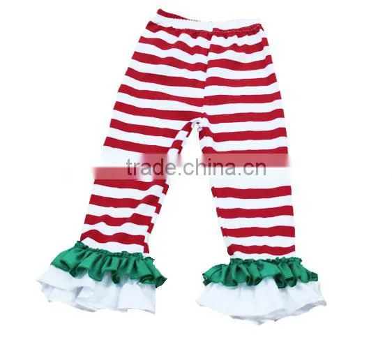 Custom Design Children Christmas Outifit Stripe Ruffle Baby Clothes Clothing Set photo-3