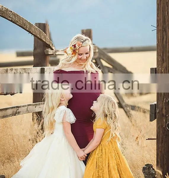 Little Girls Maggie Tiered Lace Gown Dress Flower Girls White Maxi Wedding Dress photo-3