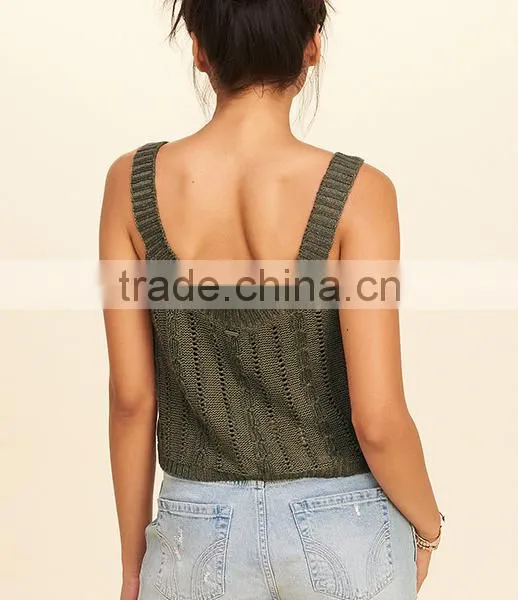 2018 New Fashion Womens Knitted Sleeveless Crochet Top With Wholesale Price photo-2