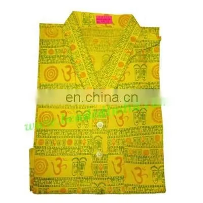 Half Sleeve Long Yoga Kurta in Cotton, Size : Chest 109 x Height 103 x Sleeve 25 Centimeters. photo-5