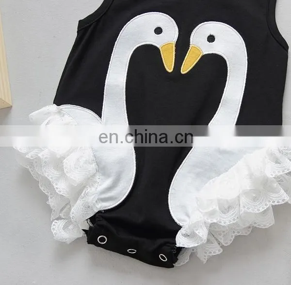 Fashion Swan Lace Summer Princess Cotton Newborn Baby Romper photo-3
