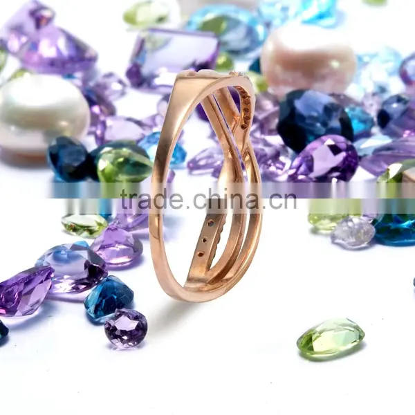 14K Rose Gold Ring With Diamonds and Sapphires photo-4