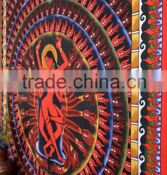 Indian Tapestry Cotton Goddess Print Vintage Wall Hanging Hinduism Art Tapestries Throw Bedsheet photo-4