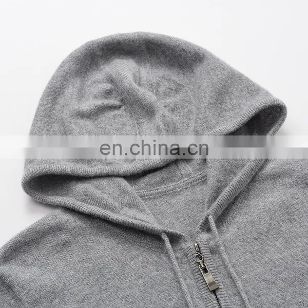 100% Cashmere Women's Casual Hoodie Comfortable Full Zip Cardigan Hood Knitted Solid Pattern Winter Season Front Logo Position photo-4