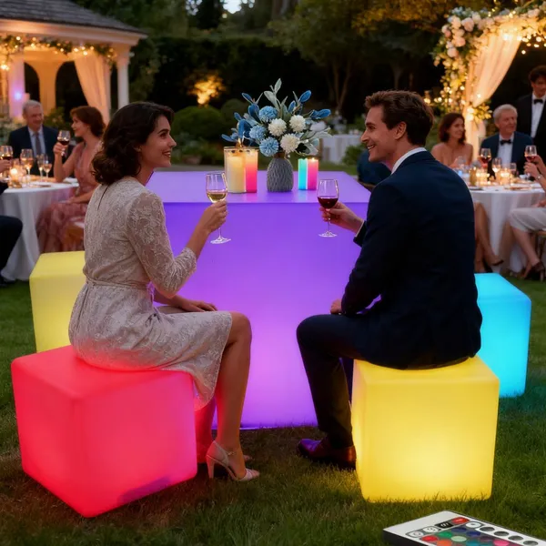 Color Changing LED Cube Chair for Outdoor Garden and Nightclub， Illuminated PE Plastic Stool With Remote Control，CE Certified Glow Furniture photo-5
