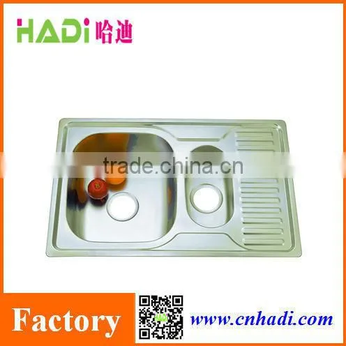 Double Bowl Kitchen Stainless Steel Sinks With Drain BoardHD7850