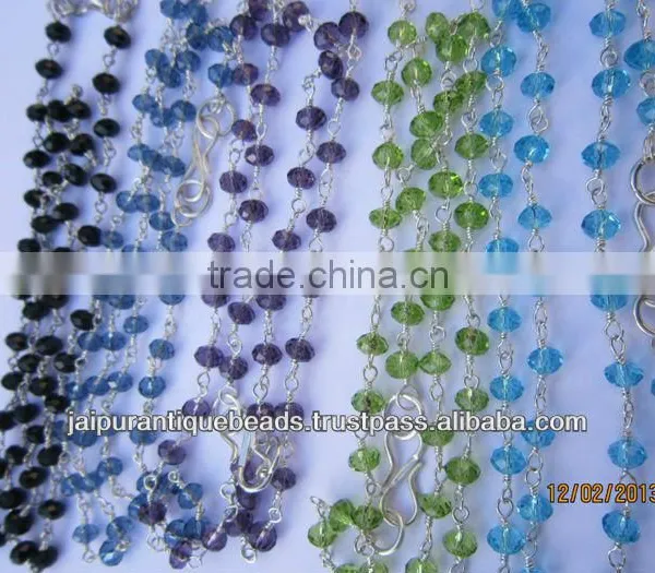 16 INCH 3MM-4MM FACETED ROUNDELL SILVER POLISH METAL 5 SET OF CHAIN...
