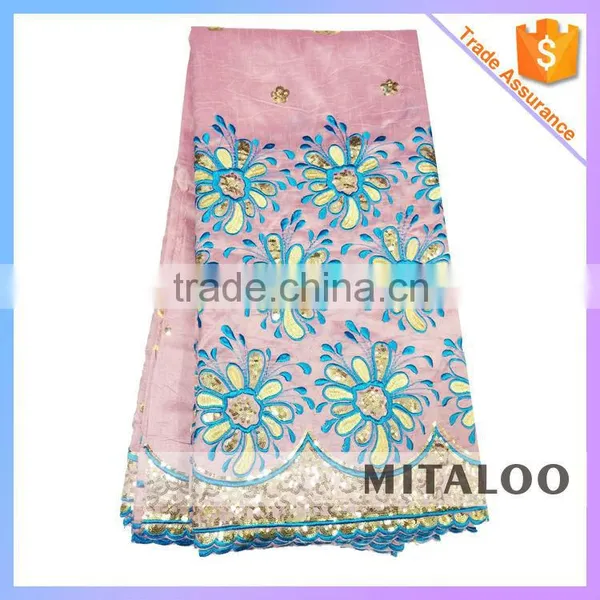 Mitaloo Embroidery Sequins George Lace Fabric Lemon Green George Lace For Wedding Dress MGP0036 photo-2