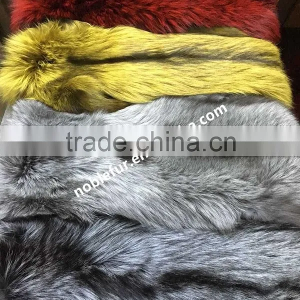 Factory China Plush Winter Bright Real Fox Fur Blanket Fashion Dyed Raw Skin Color Fox photo-3