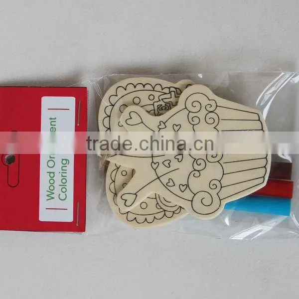 Wood Ornament Coloring Kit Kids Educational Diy Wooden Colorful Toys, Ocean Design Color Your Own Wooden Stand Set photo-4