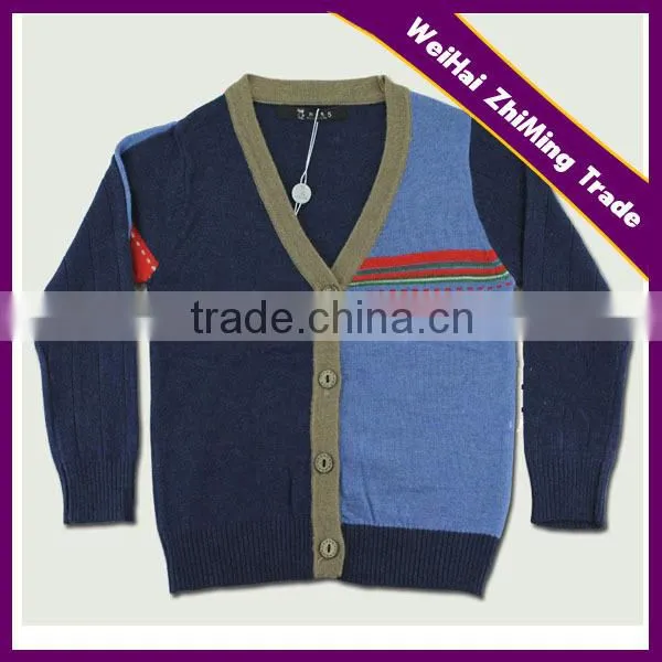 Fashion Long Color Splicing Children Boy Sweaters Cardigan