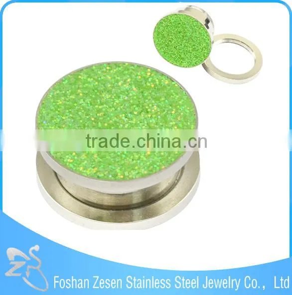 Surgical Steel Body Piercing Jewelry Glitter Powder Eyelets Ear Tunnels photo-2