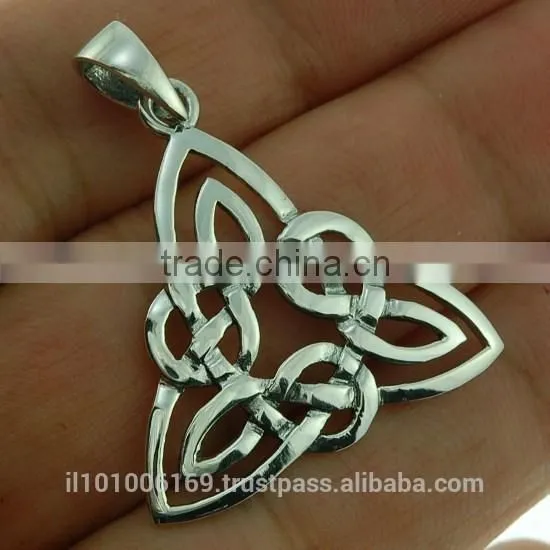 Large Celtic Trinity Knot Silver Pendant, Pn78 photo-2