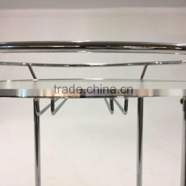 Modern Trolley/ Round Metal Glass Serving Cart photo-5