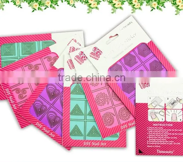 Nail Stencil Guide Colorful Sticker Hollow Tip Guides Nail Art Stickers