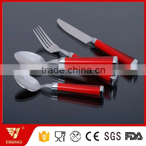 Stainless Steel Dinnerware Set With Reusable Red Plastic Handle photo-2