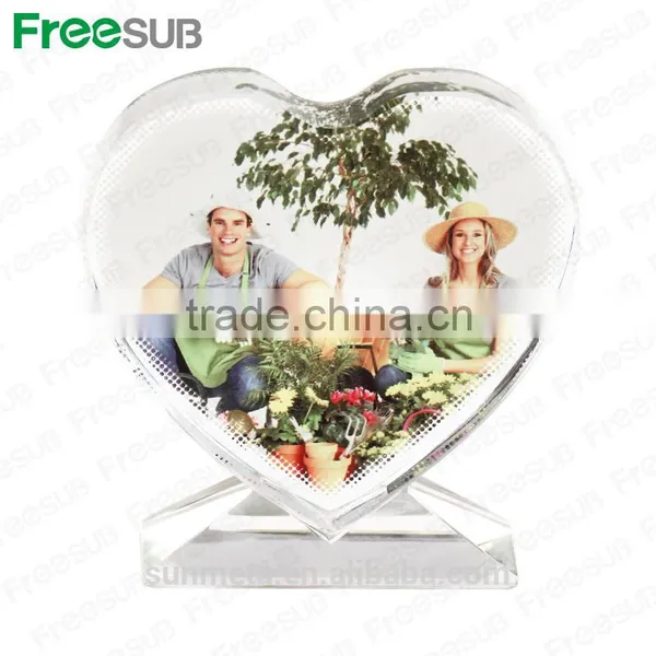 Sunmeta Factory Love Heart Shape Sublimation Crystal Picture Frame for Birthday Gift photo-2