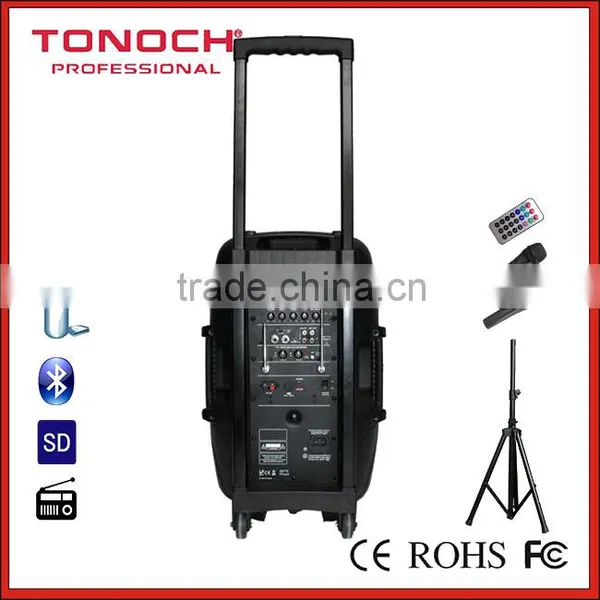 15" Bettery Speaker With MP3/USB/SD/BLUETOOTH/REMOTE CONTROL/TROLLEY/WHEELS photo-4
