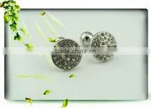 Shiny White Crystal Cufflinks Silver Round Cufflinks With Initial