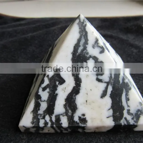 Hot Sales Black&white Natural Zebra Rock Stone Pyramid Model photo-2