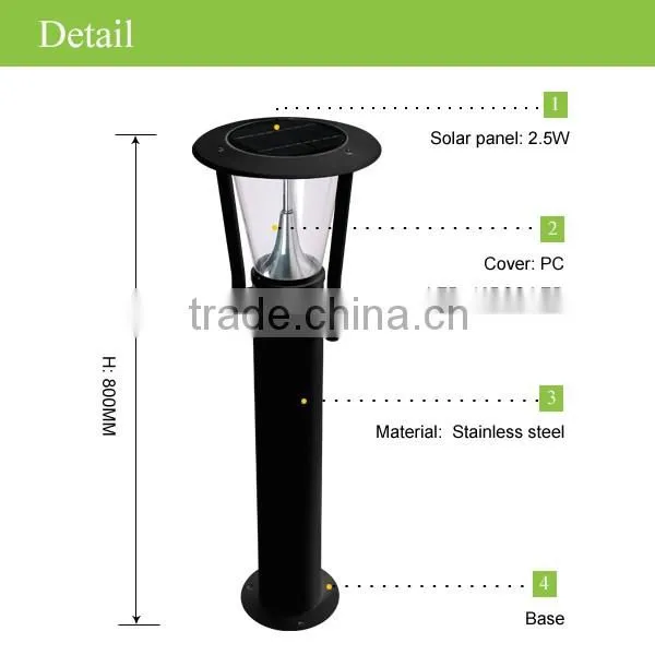 JR-B009 2016 Hot Sale Stainless Steel Solar Lawn Light Solar Garden Light photo-2