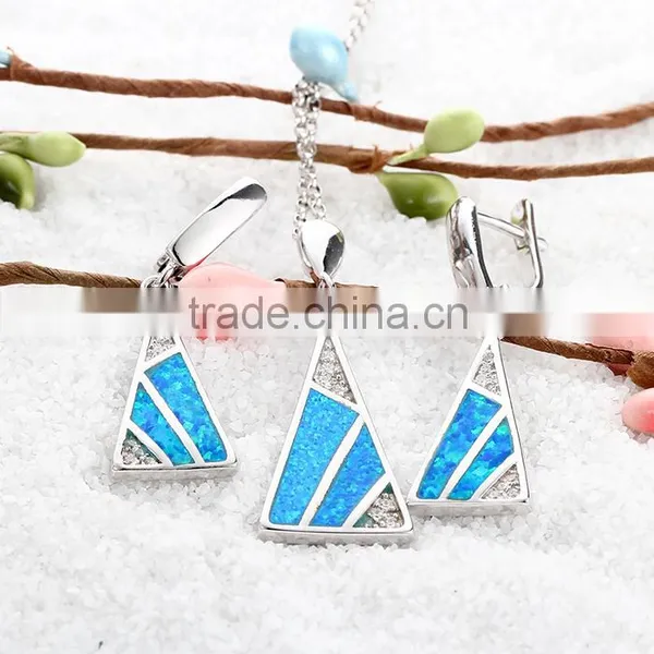 2016 Latest Design Triangle Opal 925 Silver Pendant Necklace photo-4