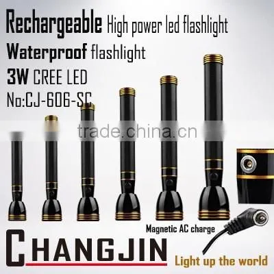 3W Aluminum Alloy LED Rechargeable Flashlight Torch Light