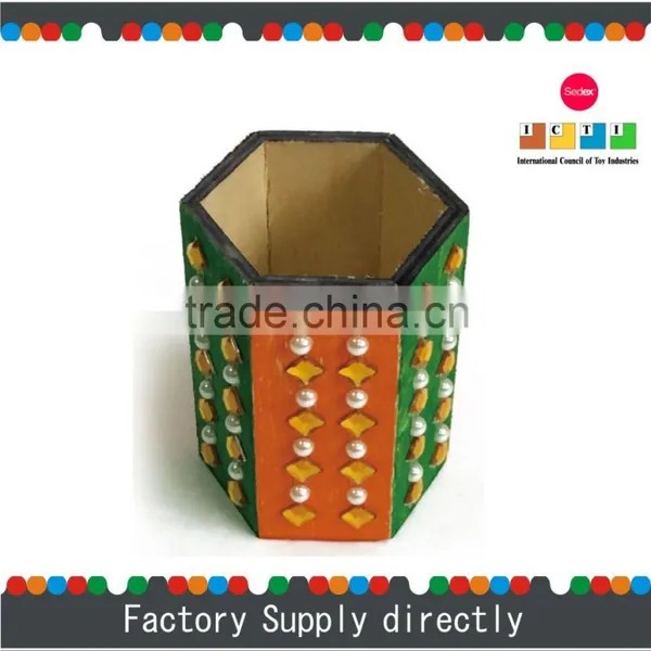 New DIY Natural Color Fancy Promotional Handmade Wood Pen Holder