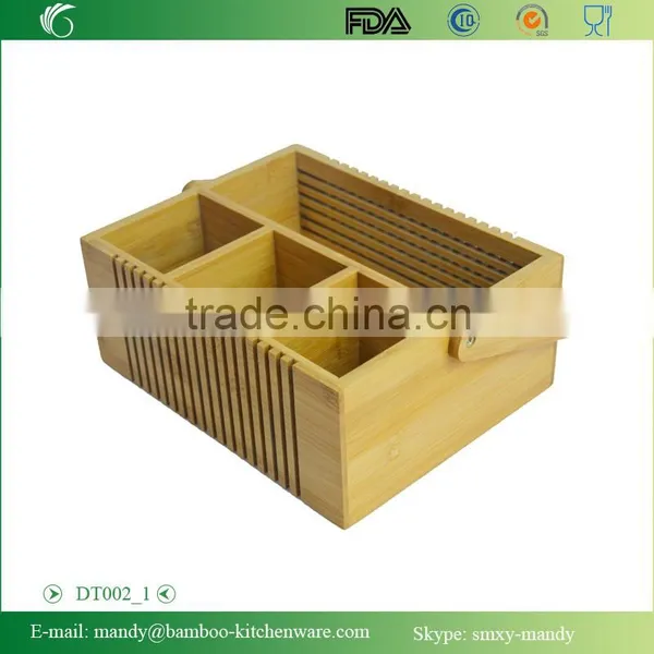 Home & Kitchen 4-compartment Bamboo Cutlery Box With Handle photo-2