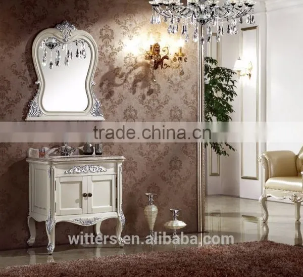 Spanish Vintage b Bathroom Vanity Cabinet Solid Wood Luxury Bathroom Furniture With Carved Flower WTS334 photo-5