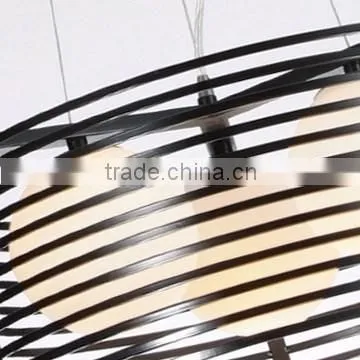Metal Frame Glass Shade Black Painting Big Hotel Pendant Light photo-2