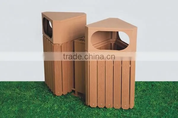 Good Quality Outdoor Wooden Plastic Composite WPC Wastebins photo-3
