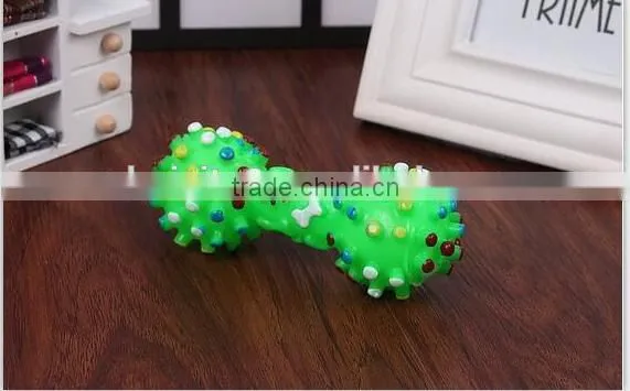 CY189 Colorful Mini Dotted Dumbbell Shaped Squeeze Squeaky Faux Bone Toys For Pet Dog Bite Game, Chien Juguetes Perros photo-5