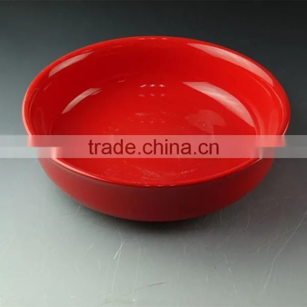 Wholesale Red Glazed Ceramic Round Bake Plate for Daily Use photo-2