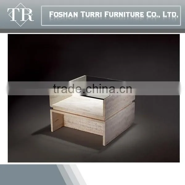 New Turkish White Travertine Base End Table photo-4