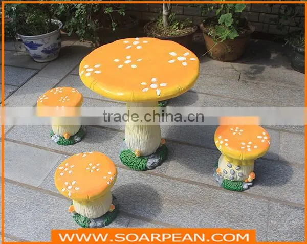 Garden/Kindergarten Furniture Set Fiberglass Mushroom Table Chairs photo-2