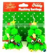 Downy Bead Decorations Soft Green Tree Light up Led Christmas Novelty Earrings photo-3