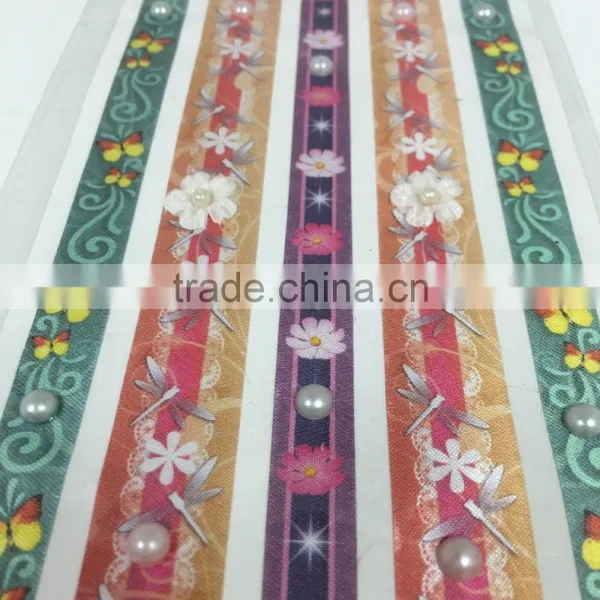 New Design Handmade Ribbon Sticker, Ribbon Sticker With Plastic Pearl and Follow, photo-3