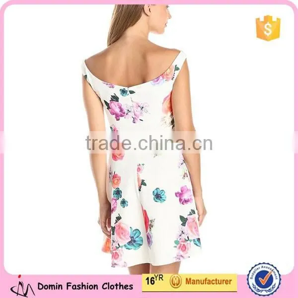 Women's Neon Nature Off Shoulder Sweetheart Floral Pop Printed Dress photo-2