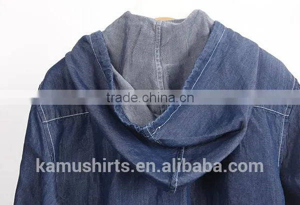 Cotton Denim Shirt With Hoody Hat photo-4