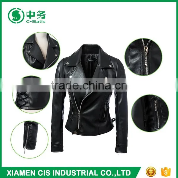 2017 New Fashion Women PU Leather Jacket for Sale photo-3
