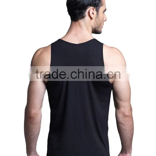 Custom Made Sports Gym Black Plain Mens Tank Tops photo-3