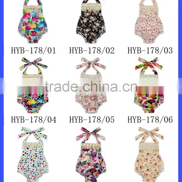 HYB178 Yihong New Arrive Children Clothing Ruffle Baby Girls Halter Summer Baby Romper photo-3
