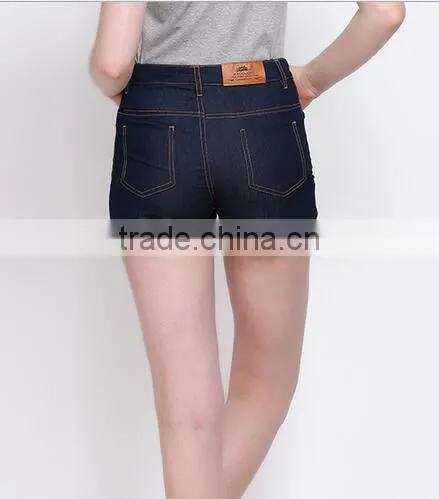 EY0583P Hot Sale Women High Waist Denim Shorts With Hem 2016 photo-3