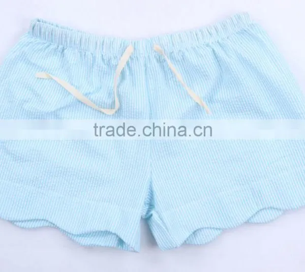New Arrival Fashionable Scalloped Monogrammed Seersucker Shorts photo-4